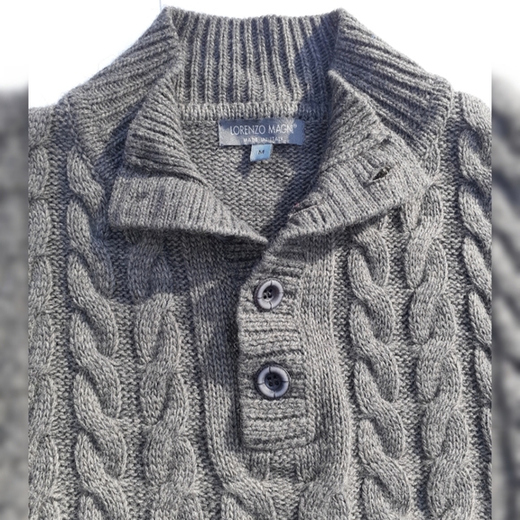 Lorenzo Magni Italy Cable Knit Mock Neck Sweater - Picture 4 of 8